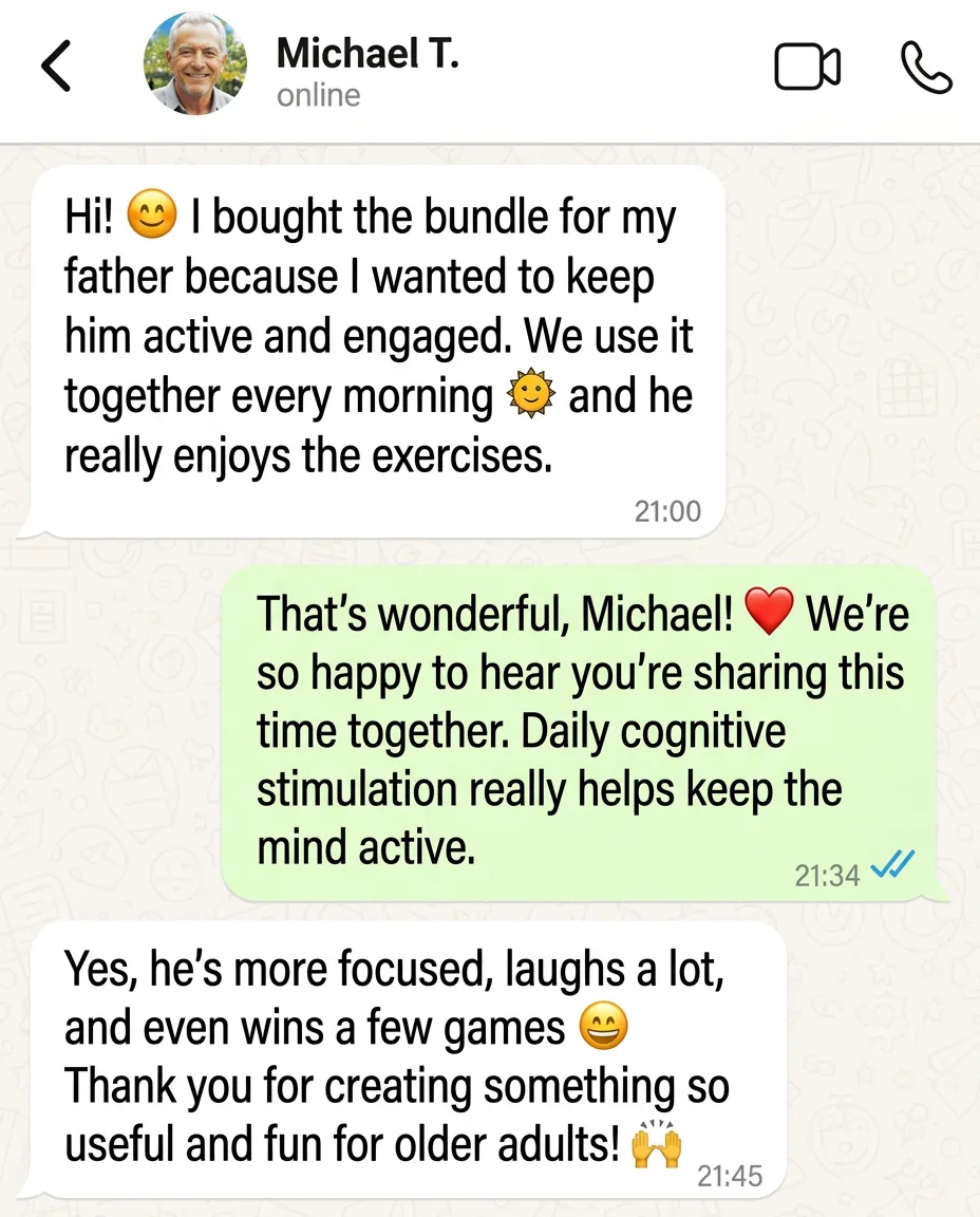 English customer message from Michael about using the toolkit with his father