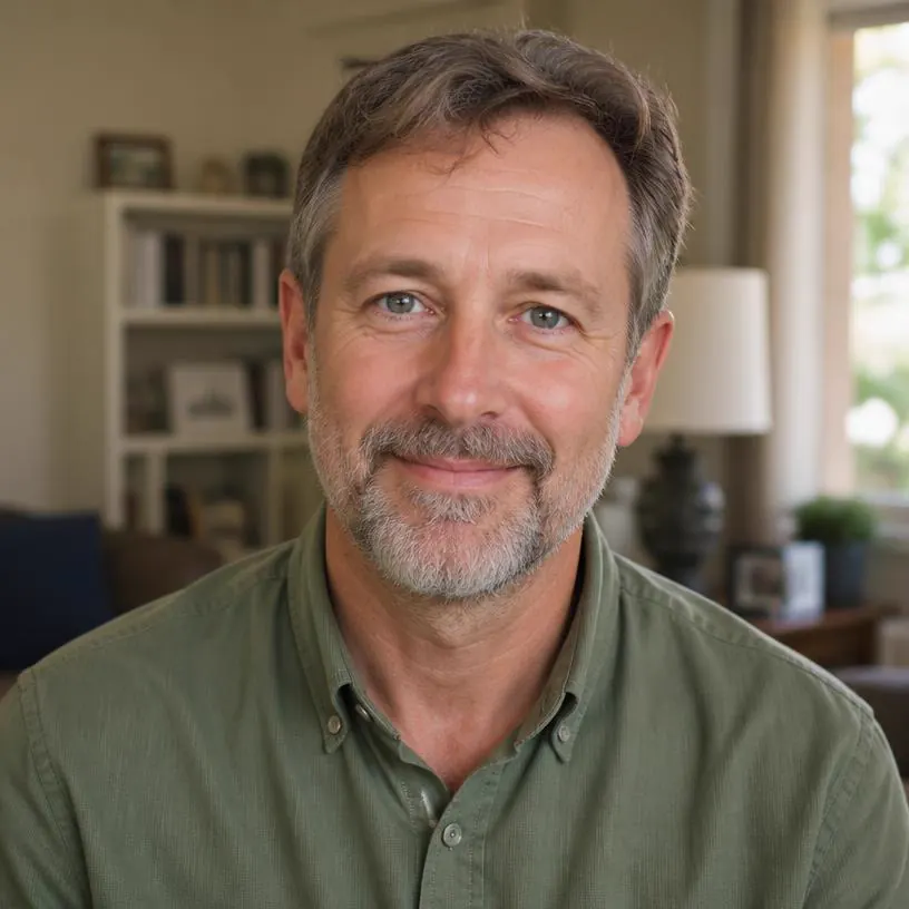 Representative portrait of a son supporting an older parent
